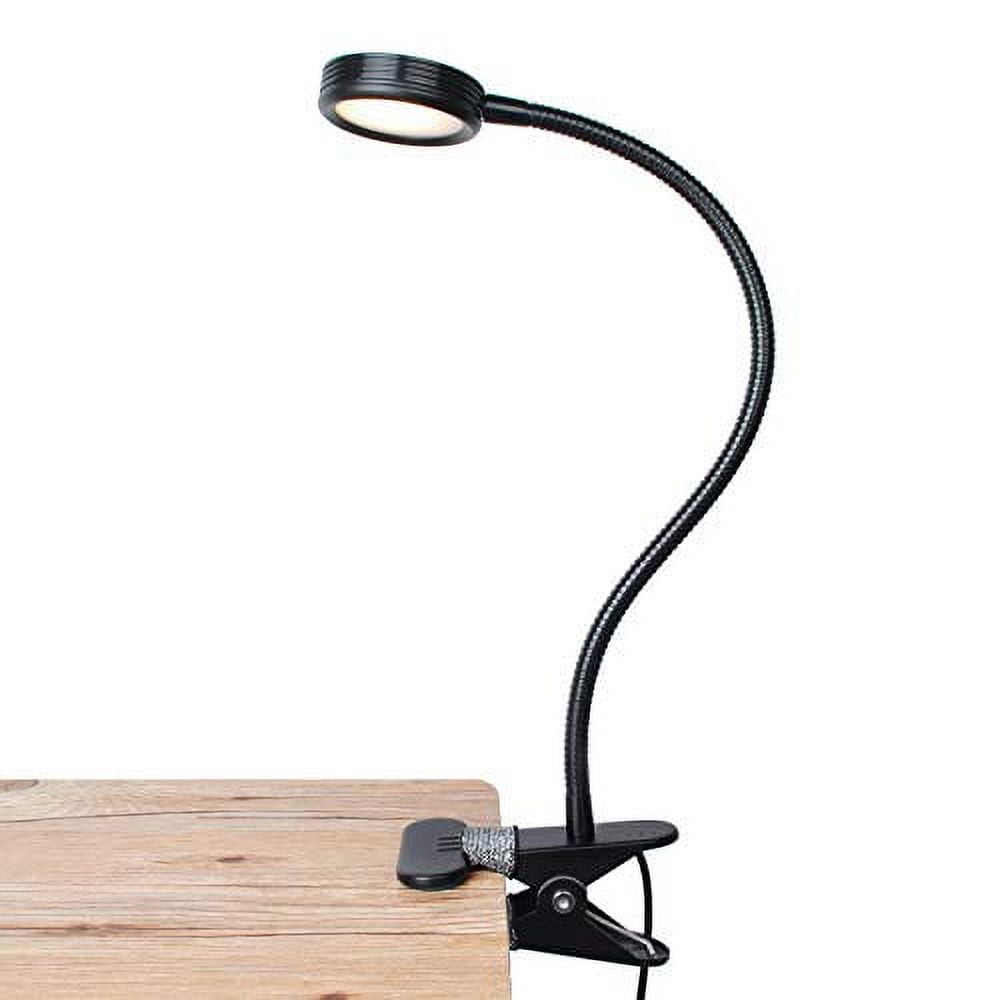 Black Adjustable Clip-On Lamp with Gooseneck