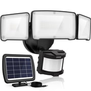 LEPOWER LED Solar Security Lights, Motion Sensor Light, 1600LM, 5500K, IP65 Waterproof, 3 Adjustable Heads for Yard, Garage, Black