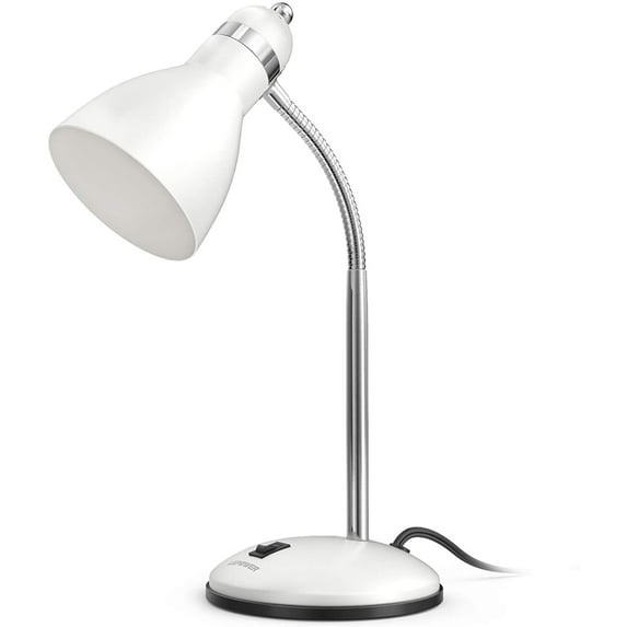LEPOWER Metal Desk Lamp, Adjustable Gooseneck Table Lamp for Home, Office, Bedroom, White
