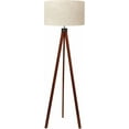 thumbnail image 1 of LEPOWER Wood Tripod Floor Lamp, Mid Century Standing Lamp, Modern Design Floor Light for Living Room, Bedroom and Office, Flaxen Lamp Shade with E26 Lamp Base Brown, 1 of 8