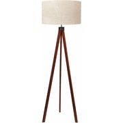 LEPOWER Wood Tripod Floor Lamp, Mid Century Standing Lamp, Modern Design Floor Light for Living Room, Bedroom and Office, Flaxen Lamp Shade with E26 Lamp Base Brown