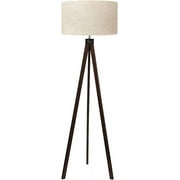 LEPOWER Wood Tripod Floor Lamp, Mid Century Standing Lamp, Modern Design Floor Light for Living Room, Bedroom and Office, Flaxen Lamp Shade with E26 Lamp Base Walnut