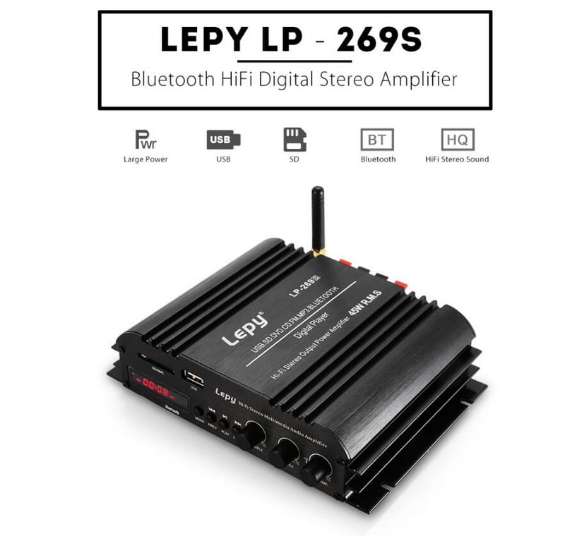 Pc Motorcycle Rig LEPY LP-269S HiFi Digital Stereo Amplifier 2CH 45W×2 Bluetooth 4.0 ...