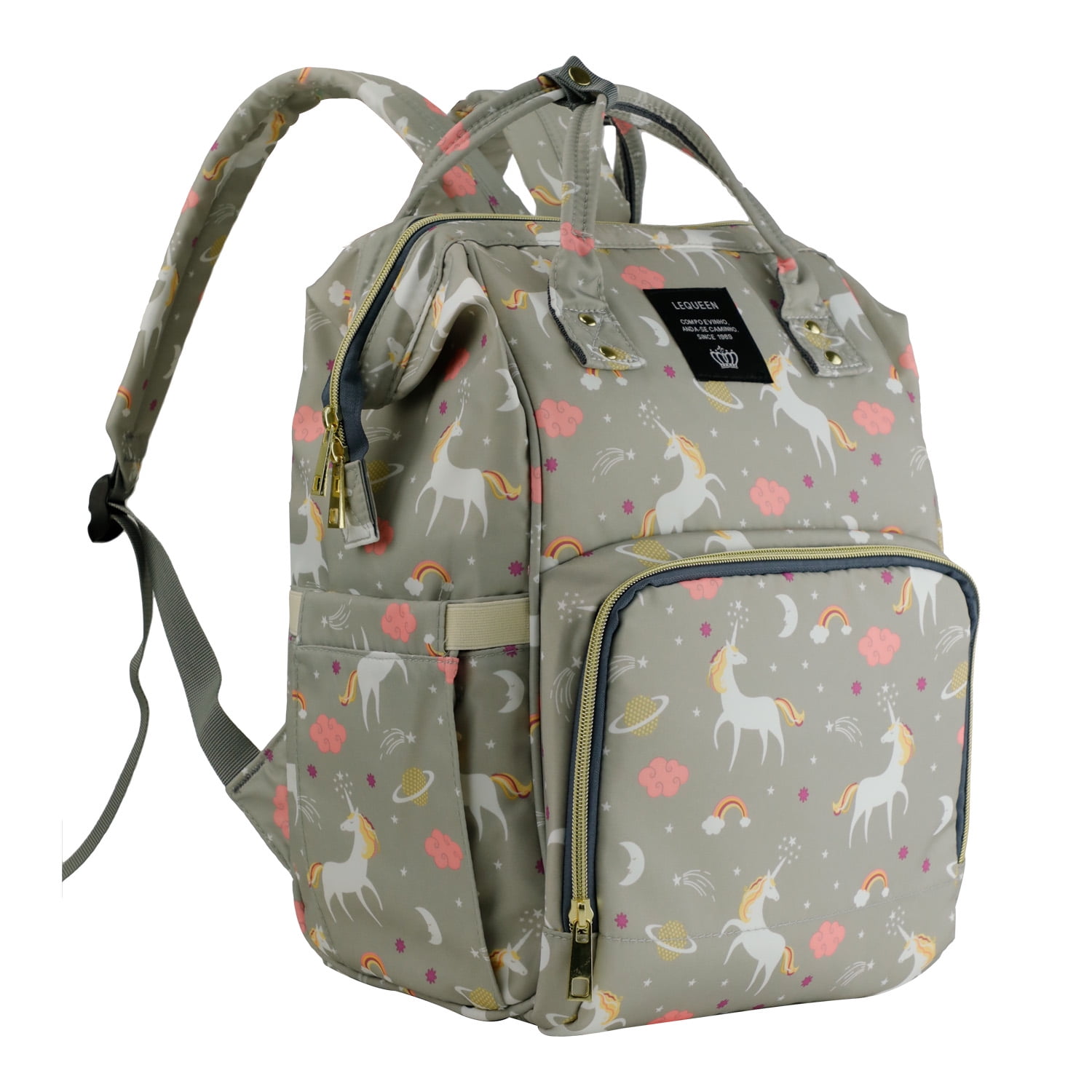LEQUEEN Diaper Bag Backpack Baby Nursing Nappy Bags with Insulated Pockets Gray Unicorn Backpack Walmart