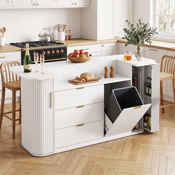 NVCODSA 78.7" Large Kitchen Island with 3 Drawers and 2 Cabinets, Modern Island Table for Dining Room, White
