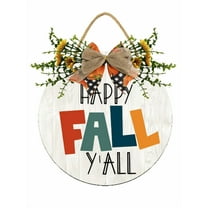 LERJIMUX Happy Fall Y'all Hanging Sign Front Door Decor Fall Decorative Wooden Signs Rustic Porch Decoration for Home Office Garden Farmhouse 11 Inch