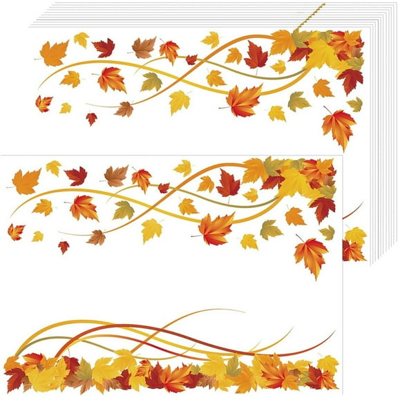 LERPBKM Paper Placemats Disposable 50 pack Fall Thanksgiving Maple Leaf Placemats 16x 11 inch Autumn Table Mats for Home Party Kitchen Dining Table Decoration