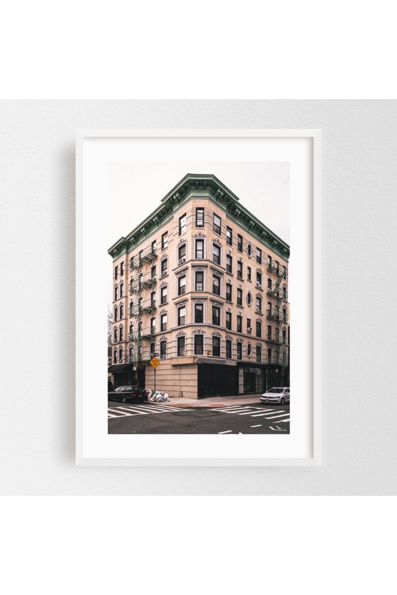 LES Architectural 01 - Manhattan New York Photography Architecture City Street Photography Vintage Travel Poster White Framed Wall Art Print 5 x 7 inches