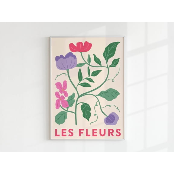 LES FLEURS Flower French Floral Minimalist Wall Decor Unframed Paper Print