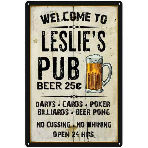 LESLIE'S Pub Sign Vintage Man Cave Bar Wall Decor Gift 12x18 Metal 112180028211
