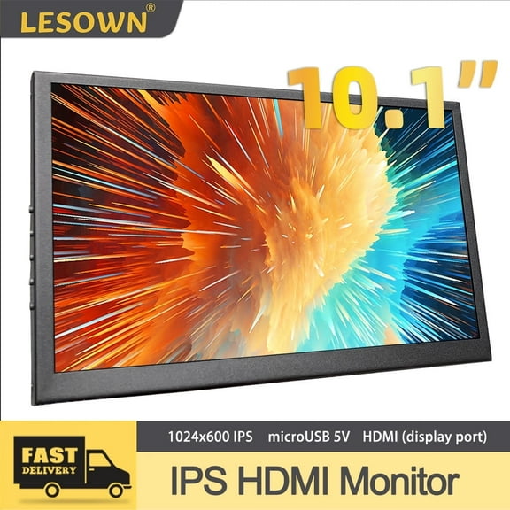 LESOWN 10 inch Portable Monitor HDMI Full HD Computer 1024x600 mini IPS Secondary Screen PC 10.1 inch Small LCD Display