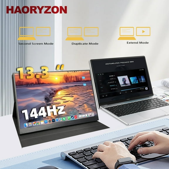 LESOWN 13.3-inch 2.5K Portable Monitor External Screen 2560*1440 USB-C MiniHDMI Auxiliary Display for PC Laptop PS3 PS4 Switch