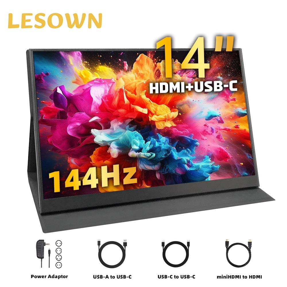 LESOWN 144Hz 1920x1080 14-inch Portable Monitor 2K LCD Widescreen USB-C ...