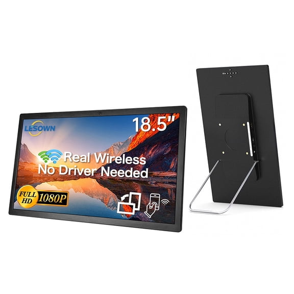 LESOWN 18.5 Inch Wireless Portable Monitor Auxiliary Widescreen Display USB & HDMI & VESA Wireless Monitor Travel Second Screen for Laptop Computer Support AirPlay Miracast