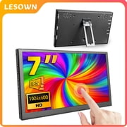 LESOWN 7-inch Portable Touchscreen Monitor HD 1024 600 IPS Extend Display Capacitive Touch HDMI & USB-C Ultra-Thin for Raspberry Pi PC Temp Monitoring With Stand