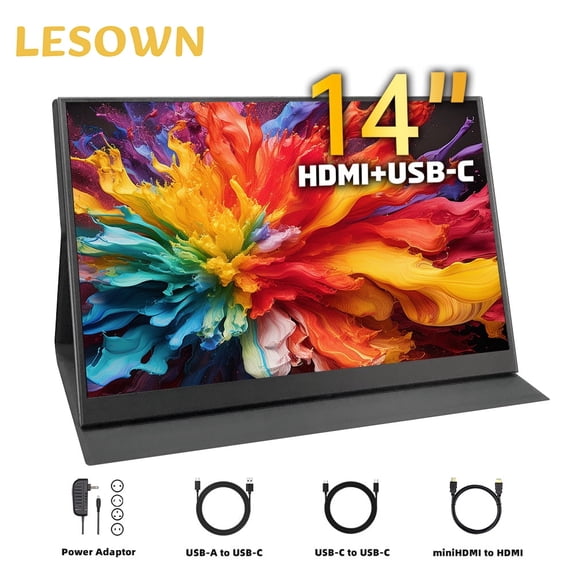 LESOWN FHD 1920x1080 14-inch Portable Monitor 2K Extended Wide-screen ...