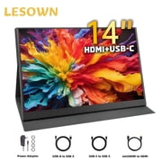 LESOWN FHD 1920x1080 14-inch Portable Monitor 2K Extended Wide-screen USB-C HDMI Laptop Travel Auxiliary Display for Switch TV Box PC
