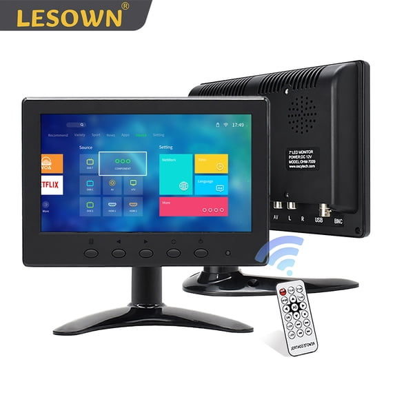 LESOWN IPS Capacitive Touch Screen Portable LCD Display 7 inch HD 1024x600 VGA AV BNC HDMI USB Interface Mini Monitor for Raspberry Pi Cameras CCTV