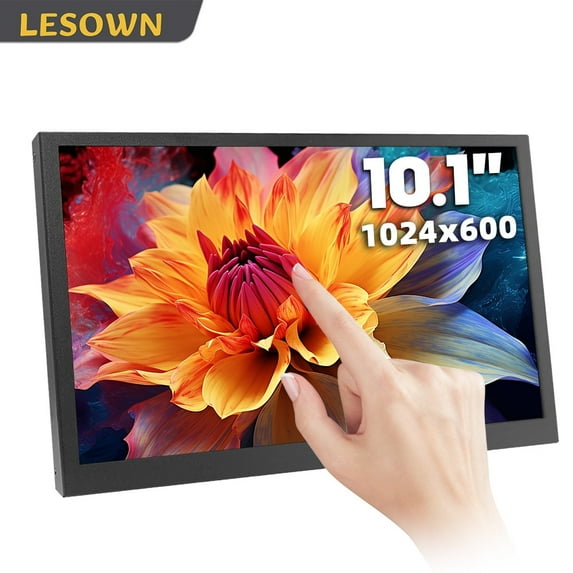 LESOWN Portable Monitor USB-C 10.1 inch LCD Touchscreen Additional Display IPS 1024x600 HDMI Sub Screen Monitor Dual Speakers for Laptop PC