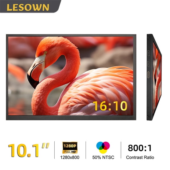 LESOWN Raspberry Pi Monitor Small Display Screen Portable Monitor External Screen 10.1 Inch 1280x800 IPS Panel Mini Display for Industrial HMI Windows Linux Raspberry Pi