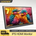 thumbnail image 1 of LESOWN Small Secondary Monitor USB HDMI 7 inch 1024x600 IPS Portable Auxiliary Screen with Dual Speakers PC External Screen Display for Laptop Raspberry Pi Switch Black, 1 of 13