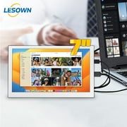 LESOWN White Small Monitor 7 inch HDMI 1024x600 IPS Touch LCD Second Screen Display with Speakers for Raspberry Pi Laptop PC