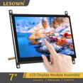 thumbnail image 1 of LESOWN Wide Small Screen 1024x600 IPS LCD Display HDMI Portable Monitor Touch Module with Case for Raspberry Pi Built-in speaker, 1 of 11