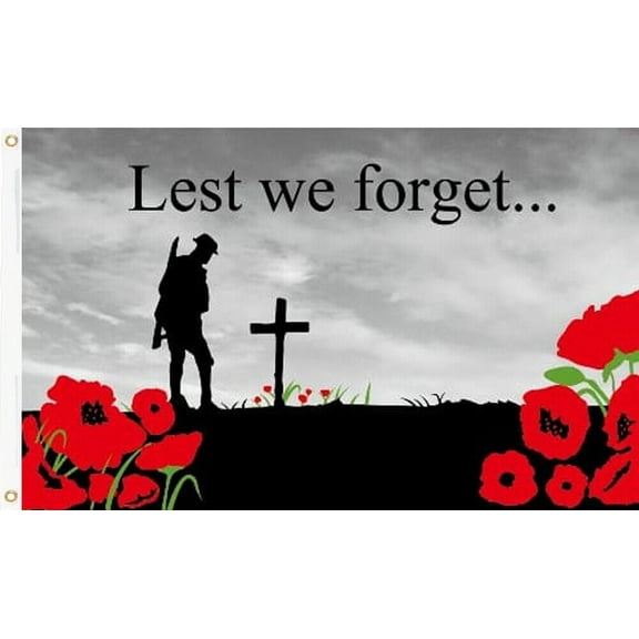 LEST WE FORGET FLAG  3ft x 2ft