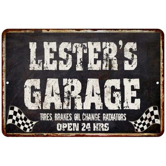 LESTER'S Garage Black Grunge Sign 8x12 Decor Gift 208120005313