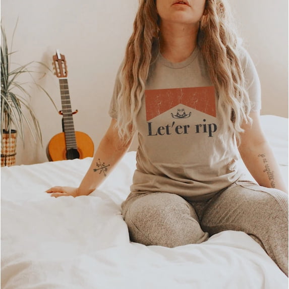 LET HER RIP Graphic Short Sleeve Tshirt Top Plus Size