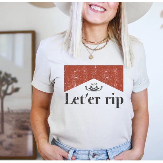 LET HER RIP Graphic Short Sleeve Tshirt Top Plus Size