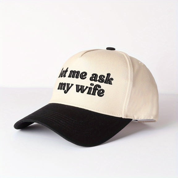 LET ME ASK MY WIFE Embroidered Trucker Hat | Humorous Husband Cap, Adjustable Men's Fashion Trucker Cap