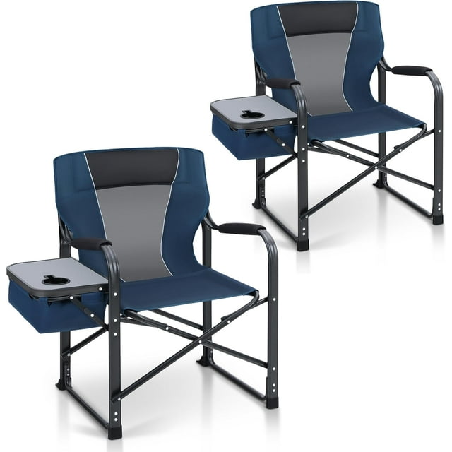 LET'S CAMP Oversized Folding Director Chair Outdoor Heavy Duty Camping