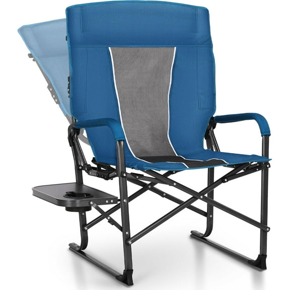 LET'S CAMP Oversized Reclining Director Chair 43.7" High Back with Side Table,Heavy Duty Camping Chair for Adults,Supports Up to 300lbs
