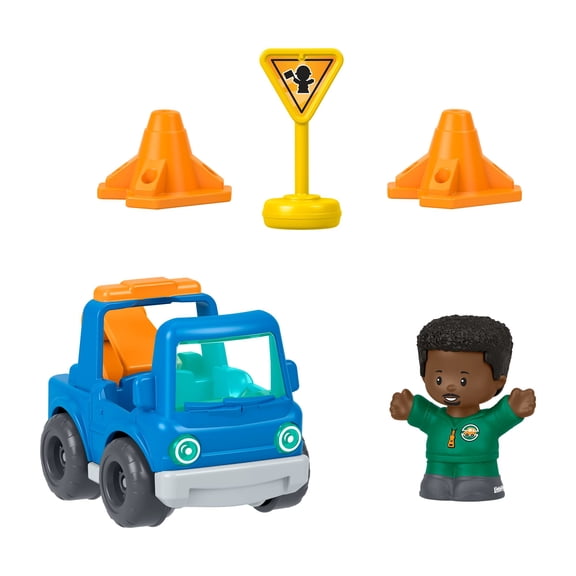 Fisher-Price Little People Roadside Tow & Go Rescue Figure & Vehicle Set for Toddlers, 5 Pieces