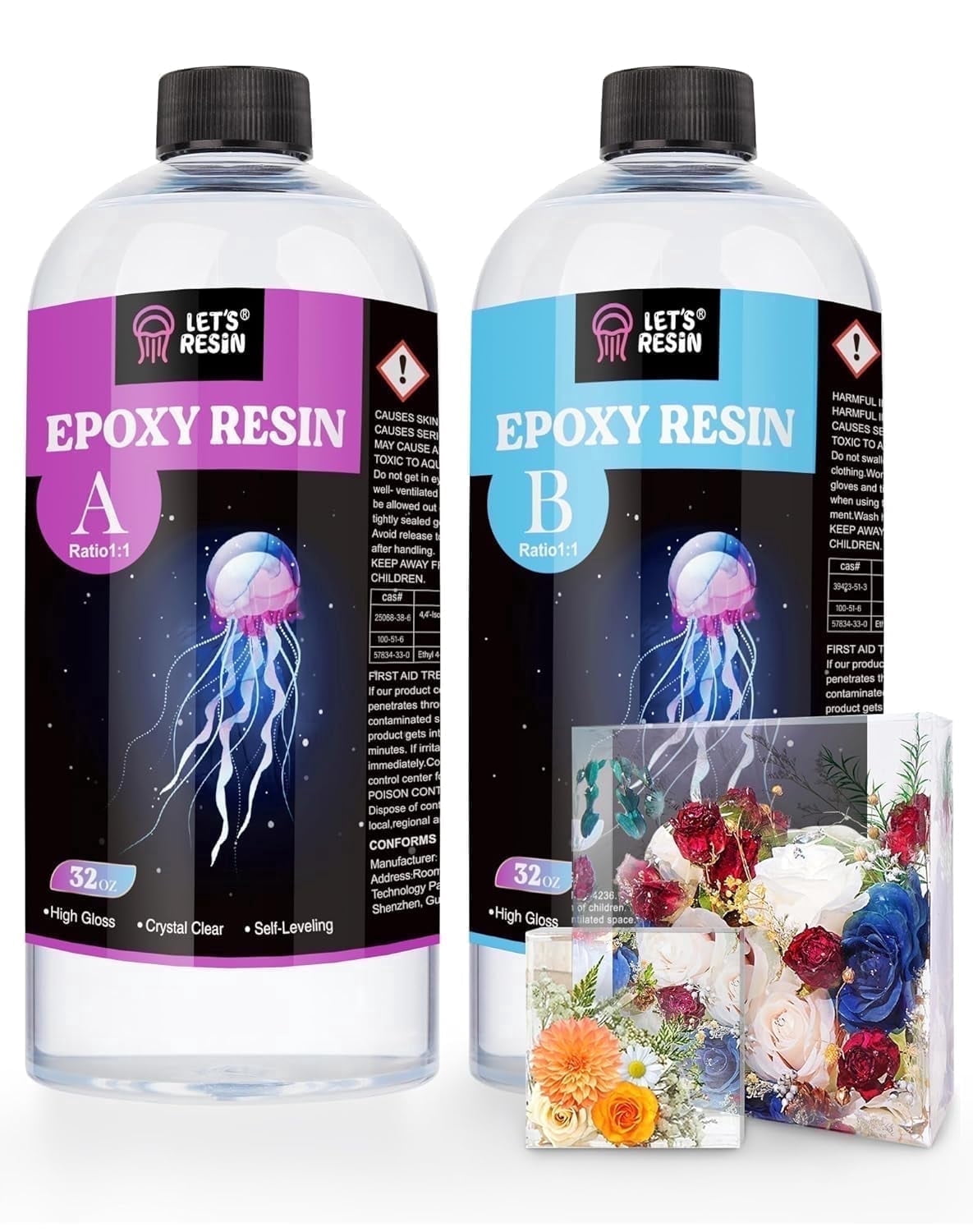 LET'S RESIN 64oz Casting Epoxy Resin, Bubble Free & Crystal Clear Epoxy Kit, 2 Part Resin and Hardener for Jewelry Making, Crafts, Tumbler, Art