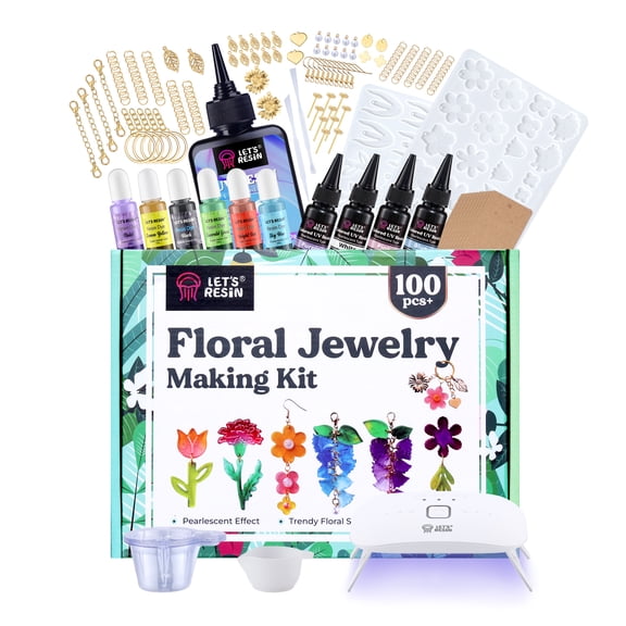 LET'S RESIN All-in-One Floral UV Resin Kit for Jewelry Making DIY Garden-Themed Craft Kit for Adults & Teens, Gift