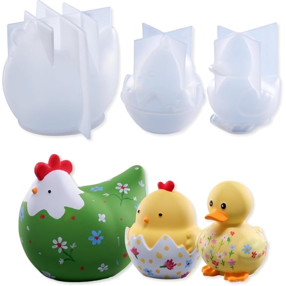 LET'S RESIN Animal Molds - 3PCS 3D Chick & Duck Silicone for Resin, Soap, Candle & Flower Crafts