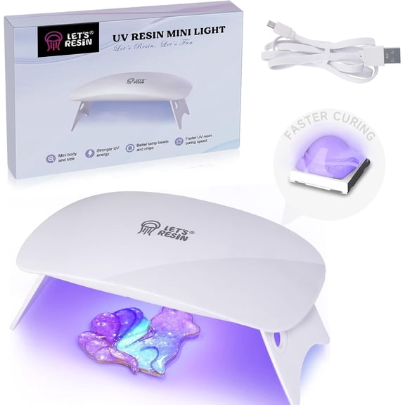 LET'S RESIN Mini UV Light - 2.5X Higher Energy, Fast Curing & 84g Lightweight for Jewelry & Crafts