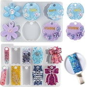 LET'S RESIN Name Plate Molds - 16 Cavities, 2Pcs Silicone for Tumbler Lids, Keychains & Resin Art