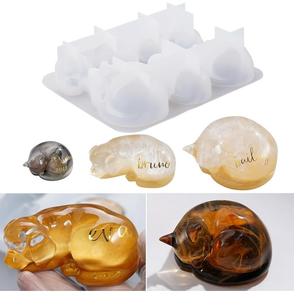 LET'S RESIN Pet Memorial Molds, 3D Dog & Cat Figurine Silicone for Preserving Ashes, DIY Keepsakes, Pet Loss Gift