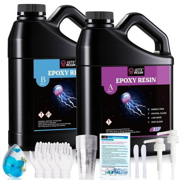 LET'S RESIN Upgrade 1 Gallon Epoxy Resin Kit, Bubble Free & Crystal Clear Epoxy Resin for Table Top, Casting, Art, Molds