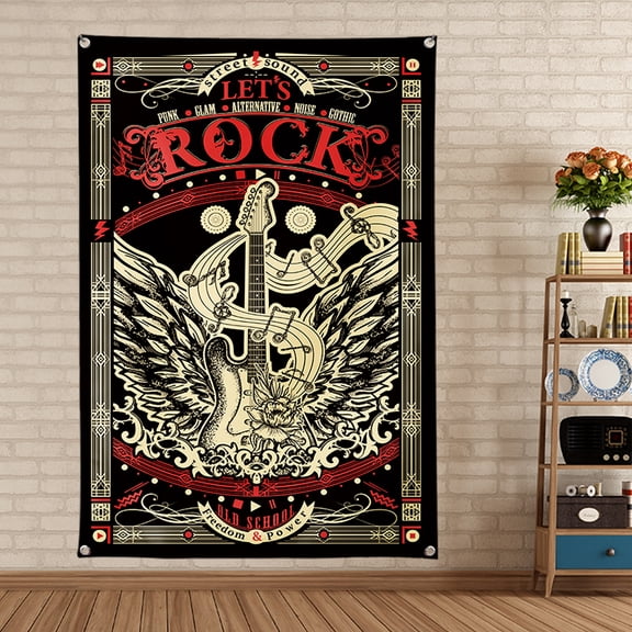 LET'S ROCK Music Canvas Art Poster 38" x 57" Hanging Banner Print Art Flag Wall Decor F4