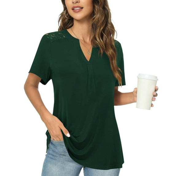 LETDIOSTO Women's Plus Size Tops Henley V Neck Button T Shirt Casual Blouse L-4X