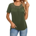 thumbnail image 1 of LETDIOSTO Women's Plus Size Tops Short Sleeve Shirts Lace Pleated Tunic Causal Tee Blouses M-4XL, 1 of 7