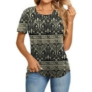 LETDIOSTO Women's Plus Size Tops Short Sleeve Shirts Lace Pleated Tunic Causal Tee Blouses M-4XL