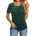 thumbnail image 1 of LETDIOSTO Women's Plus Size Tops Short Sleeve Shirts Lace Pleated Tunic Causal Tee Blouses M-4XL, 1 of 7