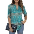 thumbnail image 1 of LETDIOSTO Womens Plus Size Shirts 3/4 Roll Sleeve V Neck Floral Flowy Blouses Tunic Tops, 1 of 8
