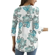 LETDIOSTO Womens Plus Size Shirts 3/4 Roll Sleeve V Neck Floral Flowy Blouses Tunic Tops