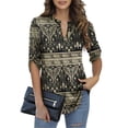thumbnail image 1 of LETDIOSTO Womens Plus Size Shirts 3/4 Roll Sleeve V Neck Floral Flowy Blouses Tunic Tops, 1 of 9
